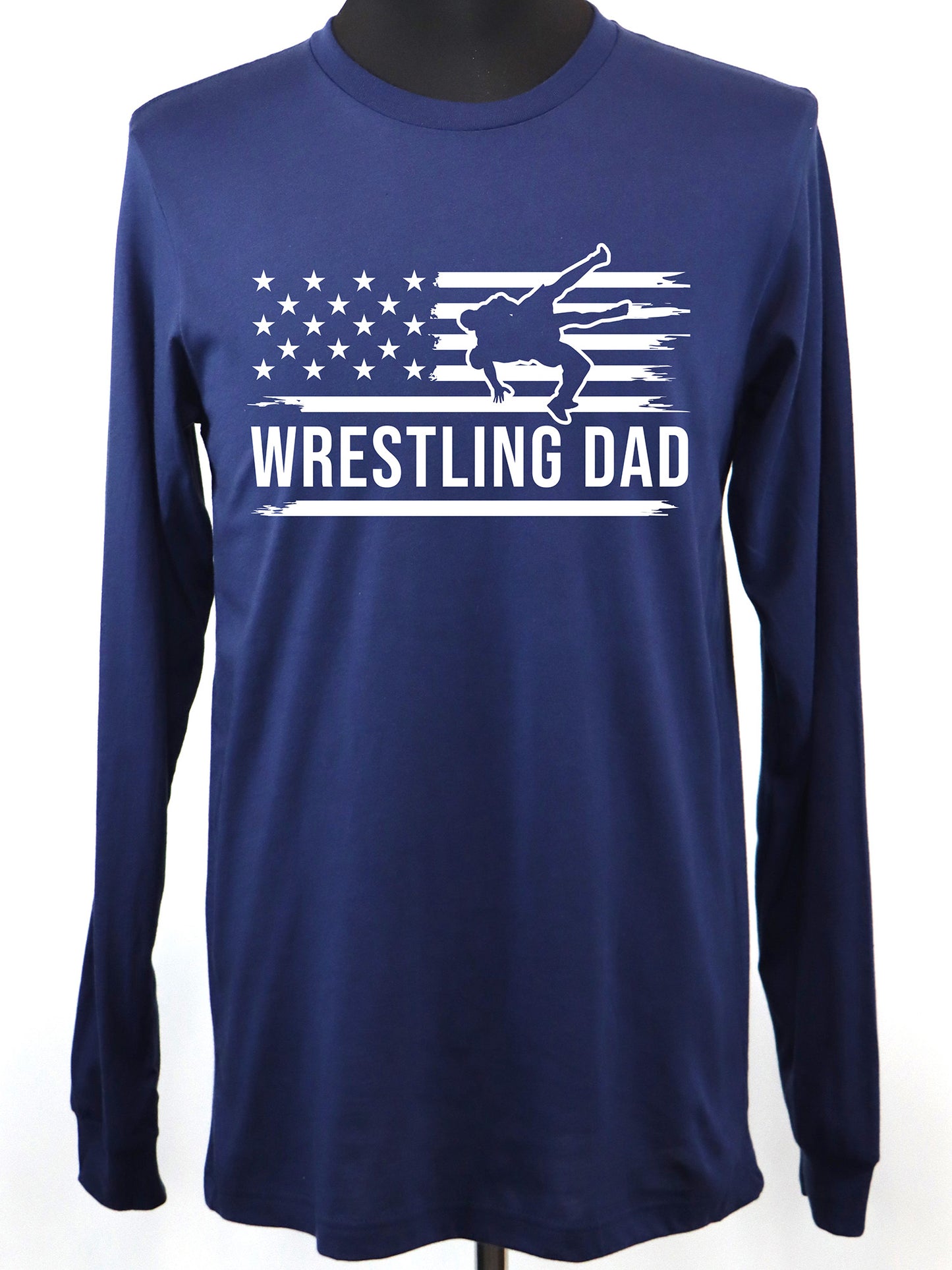 Wrestling Dad Flag (white) LONG SLEEVE TEE- Multiple Colors