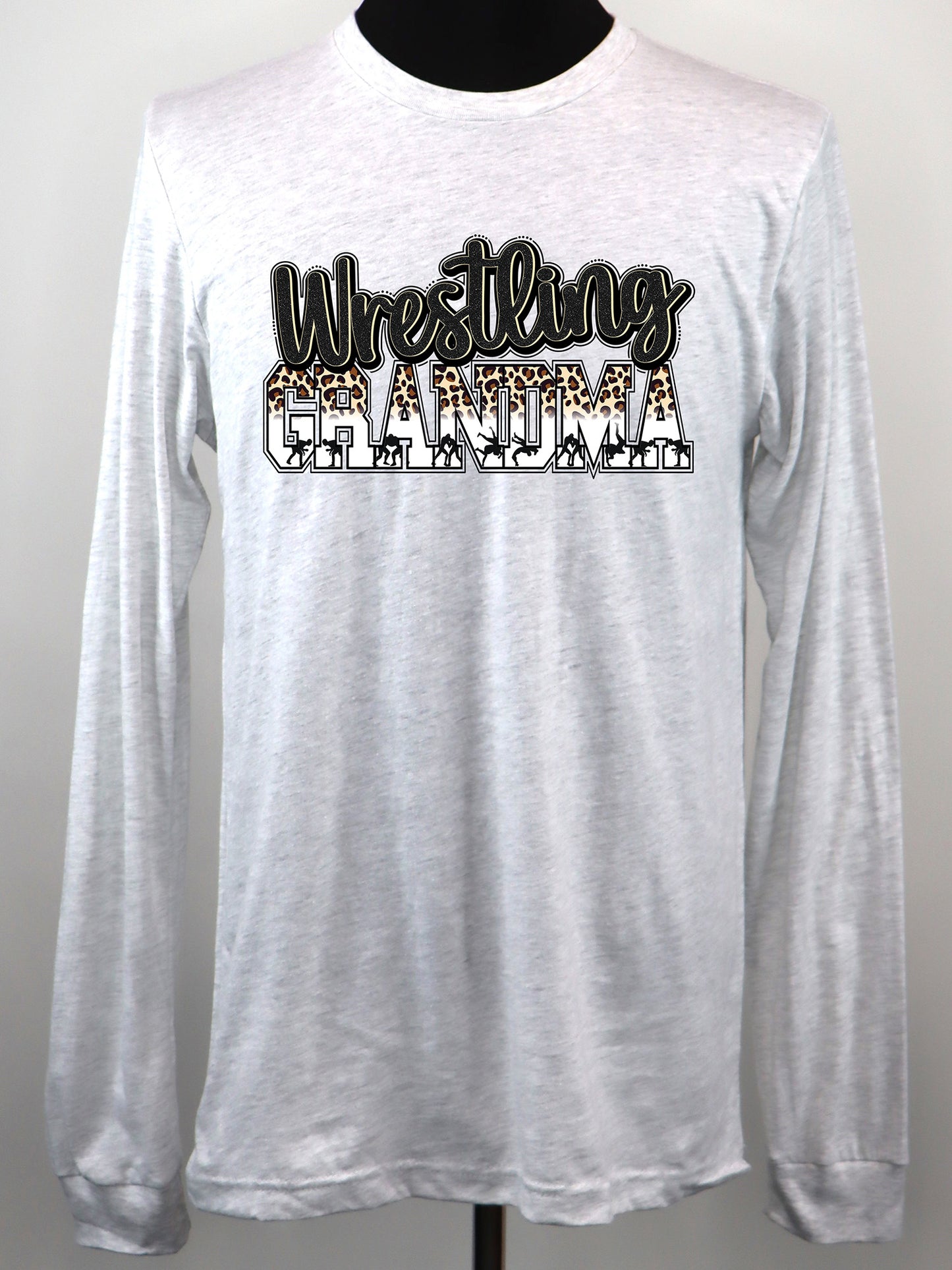 Wrestling Grandma Leopard LONG SLEEVE TEE- Multiple Colors