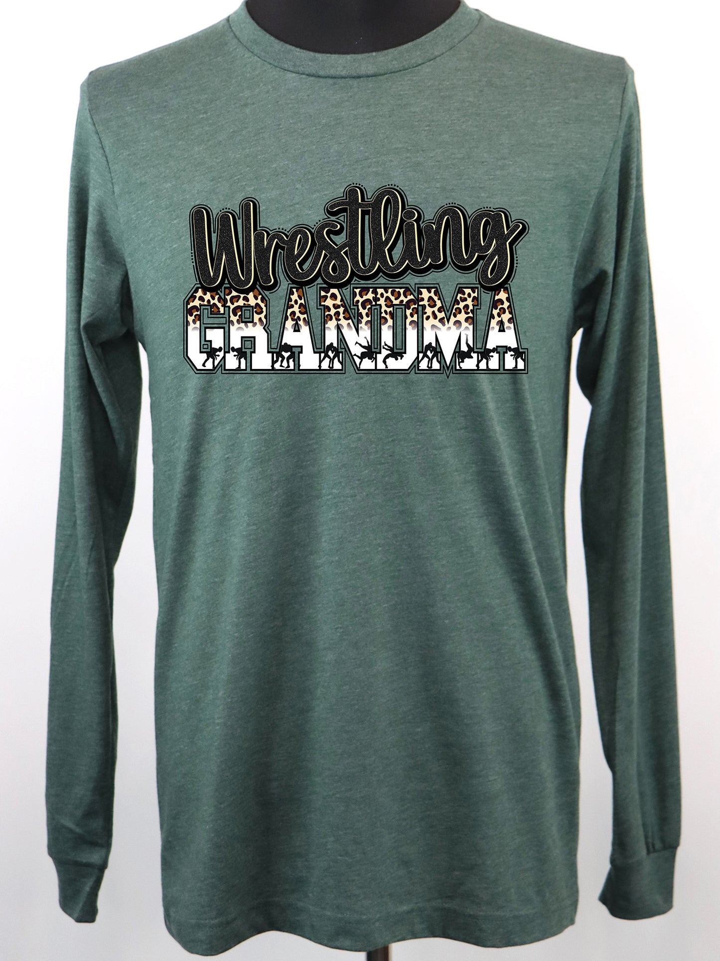 Wrestling Grandma Leopard LONG SLEEVE TEE- Multiple Colors