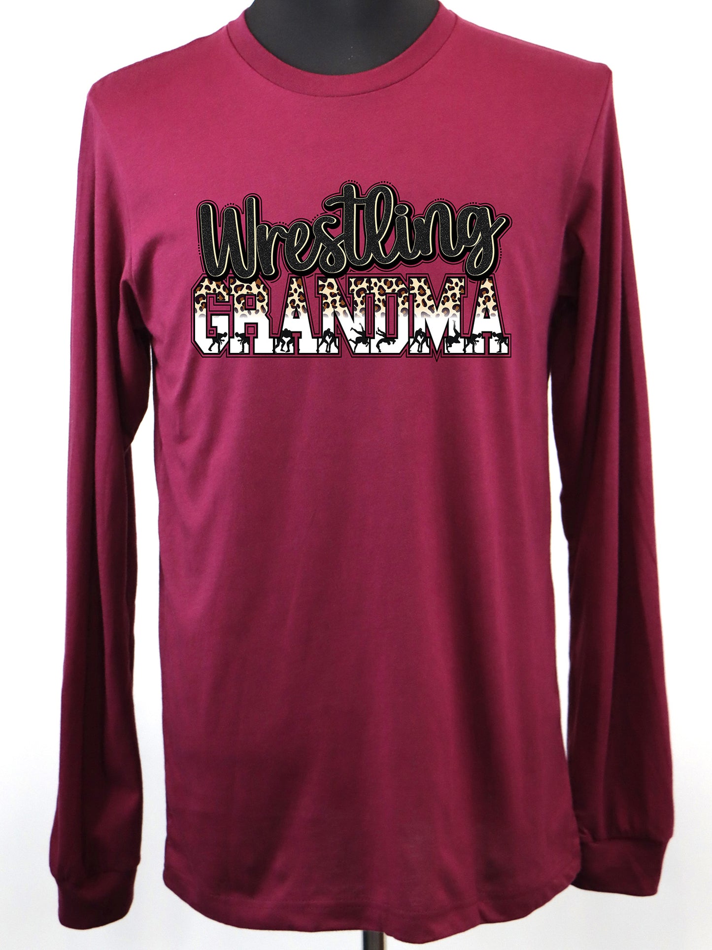 Wrestling Grandma Leopard LONG SLEEVE TEE- Multiple Colors