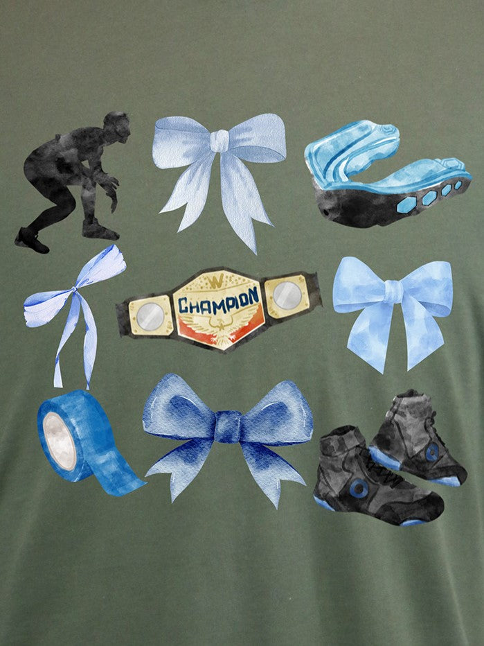 Wrestling Coquette (blue) HOODIE- Multiple Colors