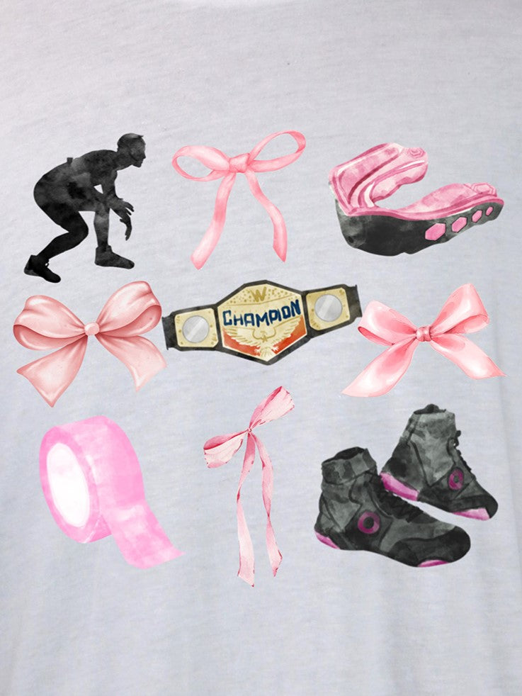 Wrestling Coquette (pink) HOODIE- Multiple Colors