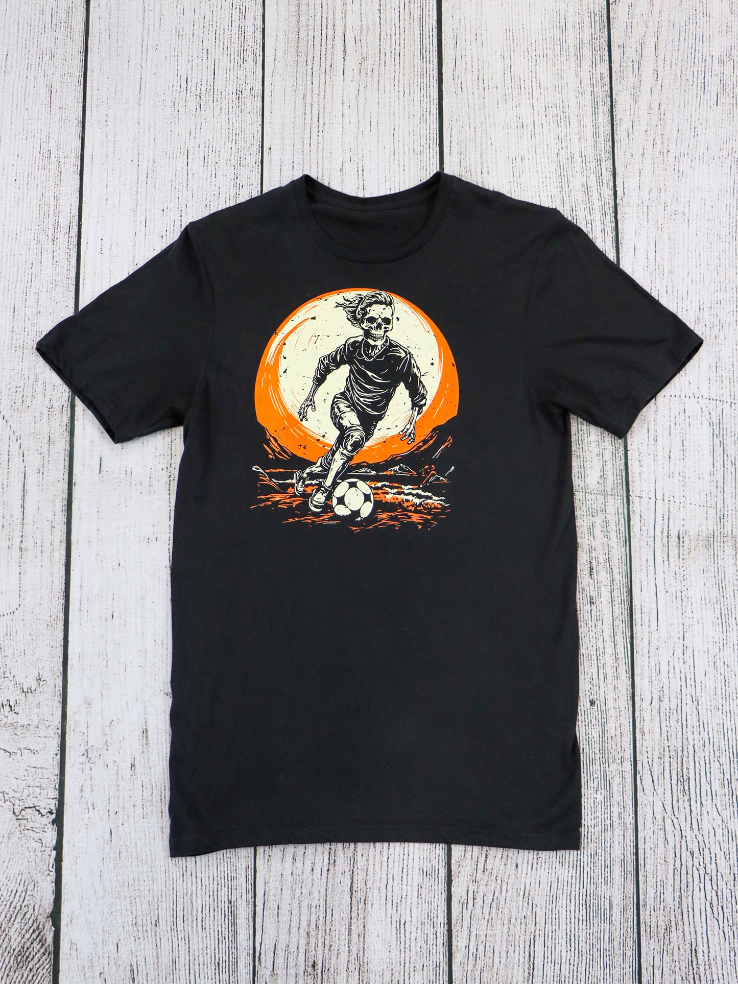 Women’s Soccer Skeleton Short Sleeve Tee- Black