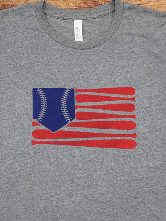 Baseball Flag- Unisex Tee- Deep Heather