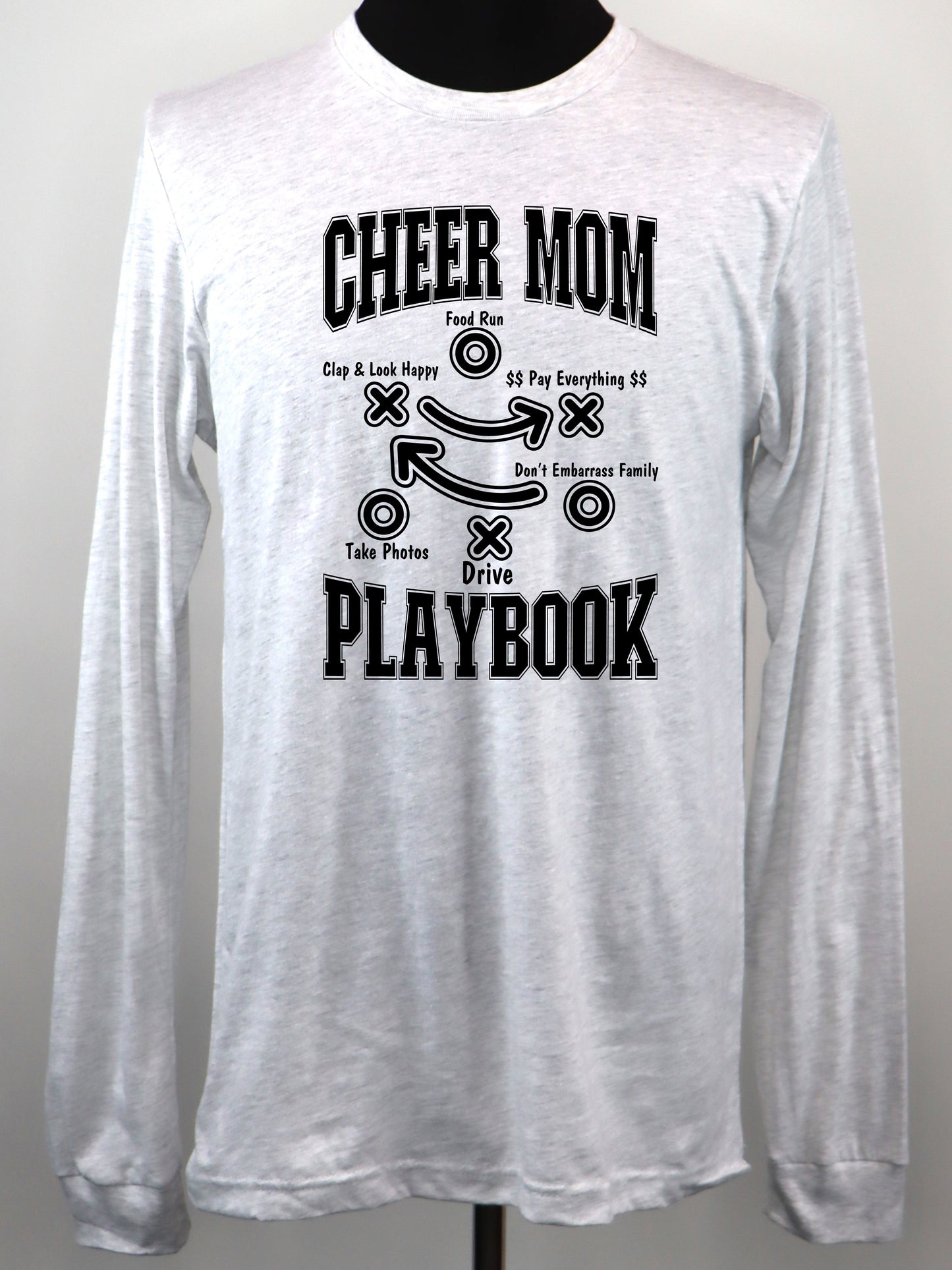 Cheer Mom Playbook (black) LONG SLEEVE TEE- Multiple Colors