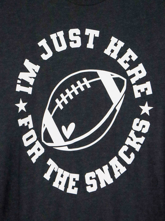 Football- Game Day- Here for the Snacks Tee- Black