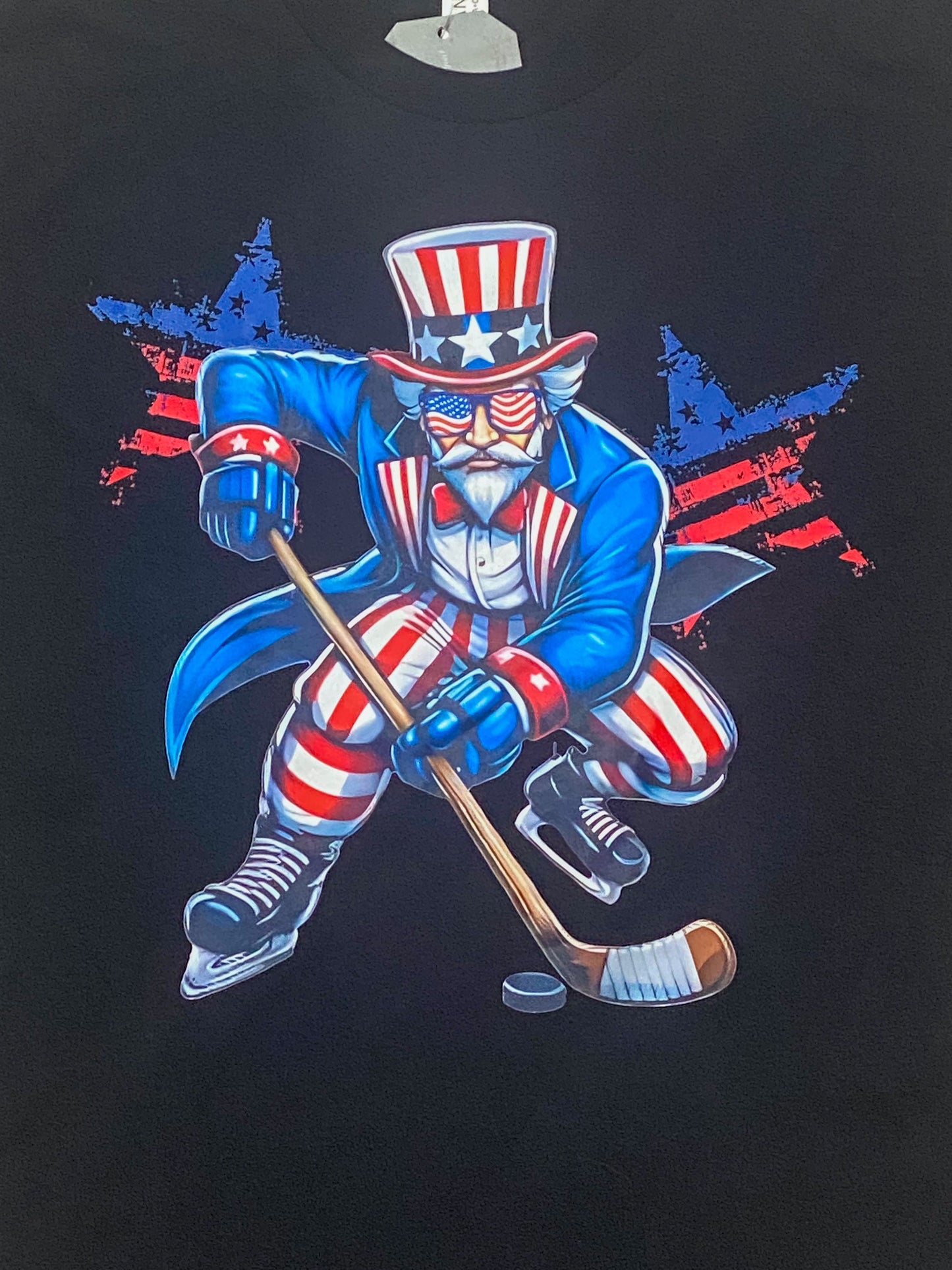 Hockey Patriotic Uncle Sam TEE- Black