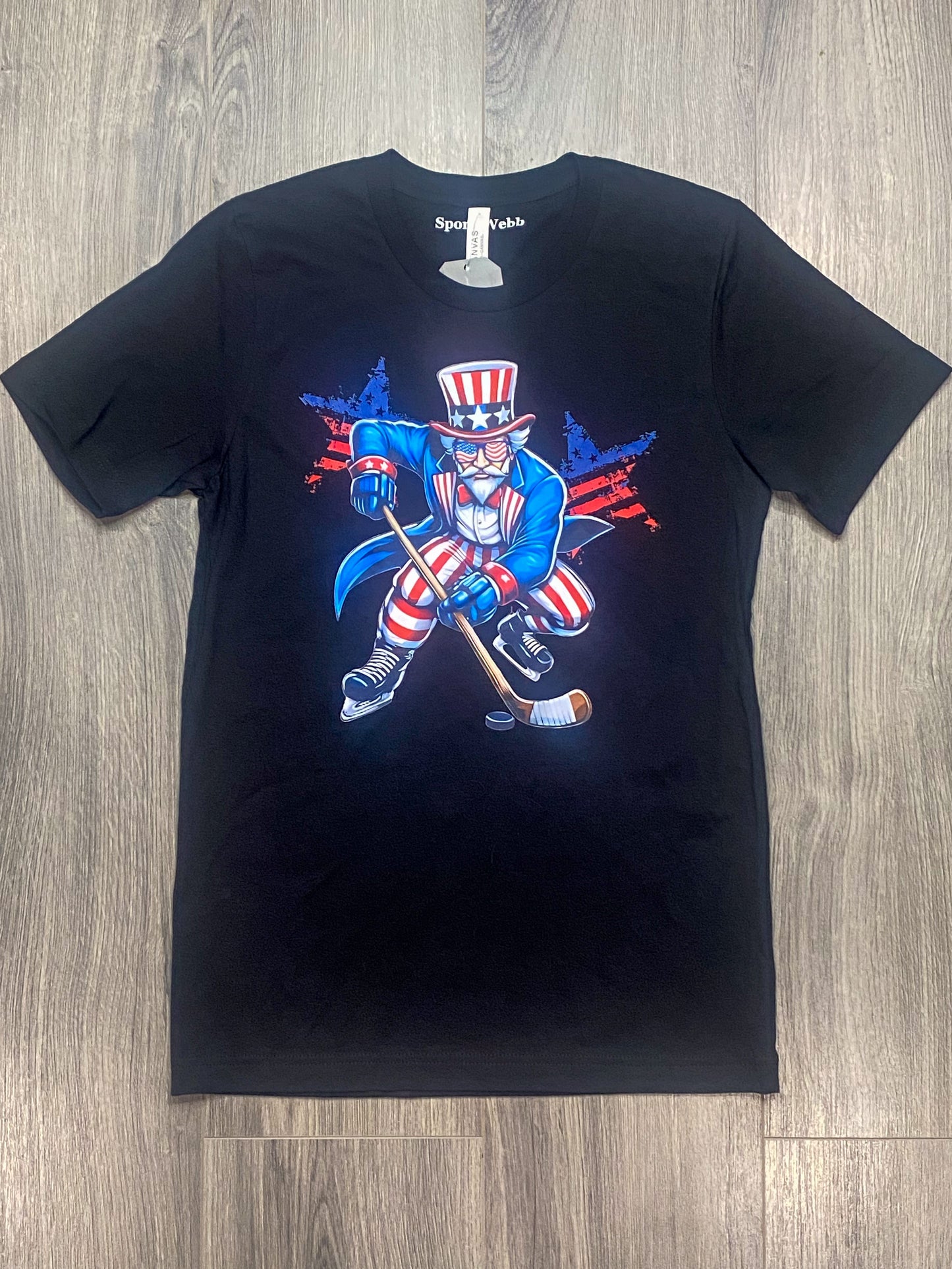Hockey Patriotic Uncle Sam TEE- Black