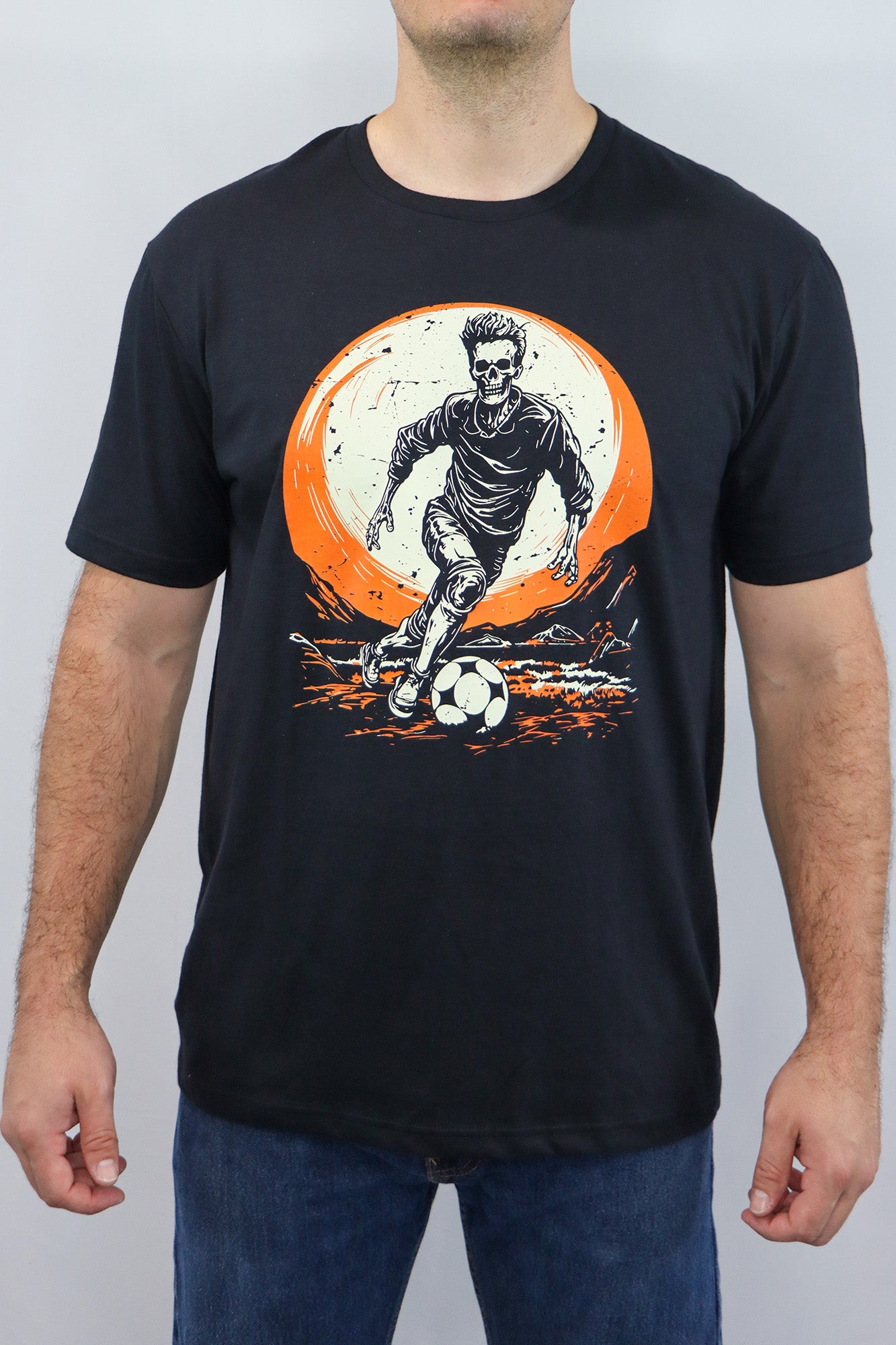 Men’s Soccer Skeleton Short Sleeve Tee- Black