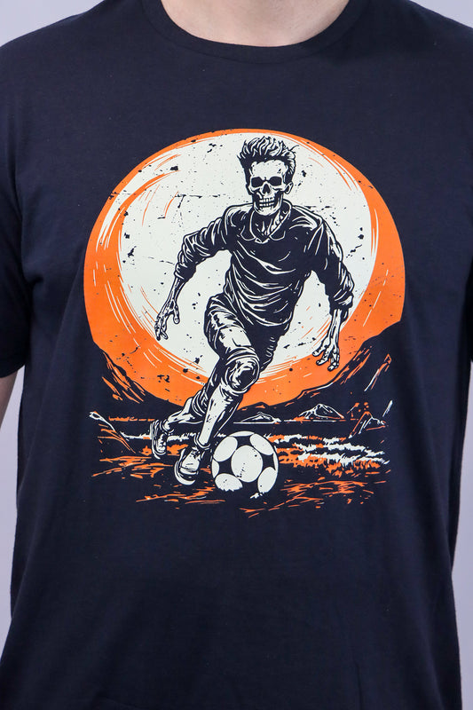 Men’s Soccer Skeleton Short Sleeve Tee- Black