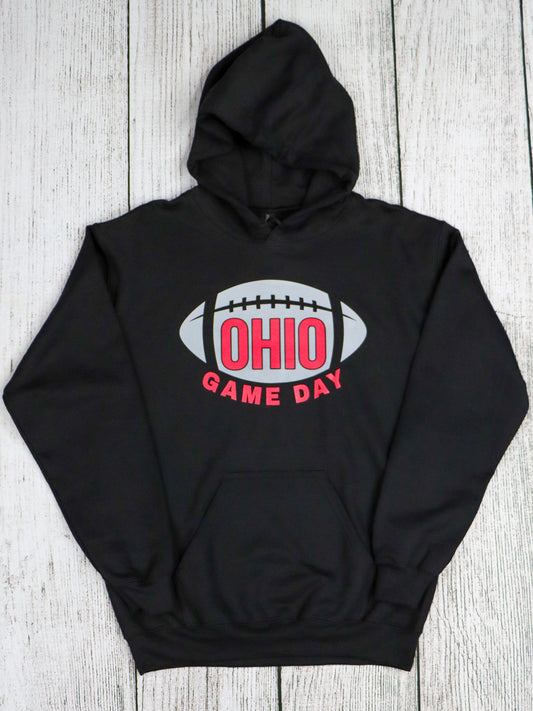 Ohio Game Day Football HOODIE- Black