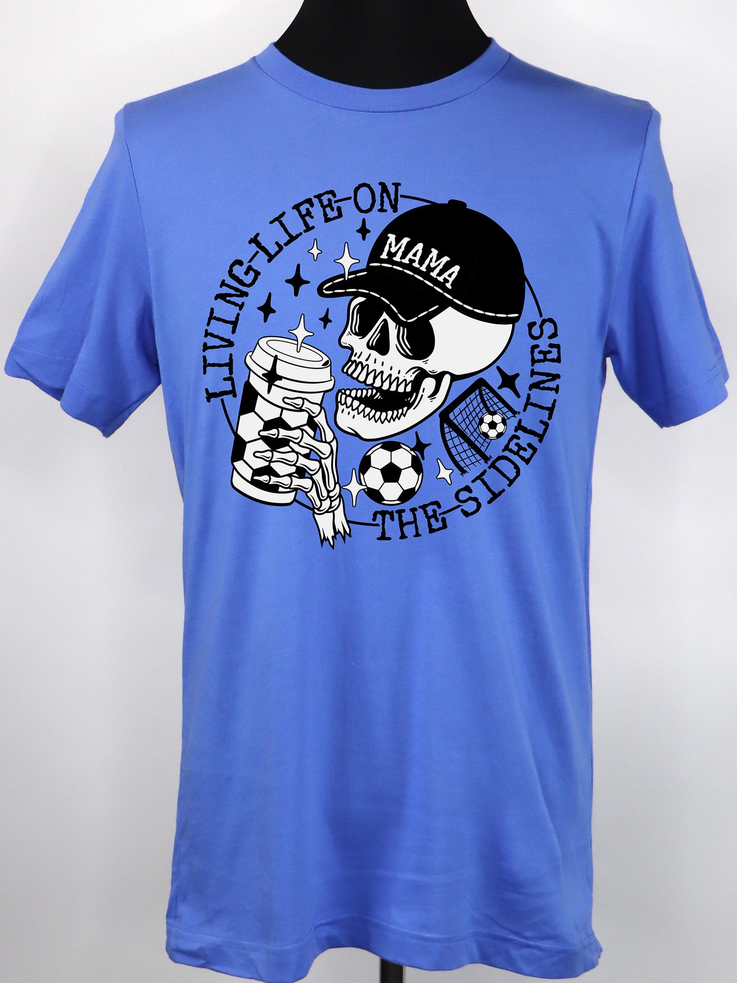 Soccer Mama- Life on Sidelines Skeleton (blk+wt)- Variety of Colors