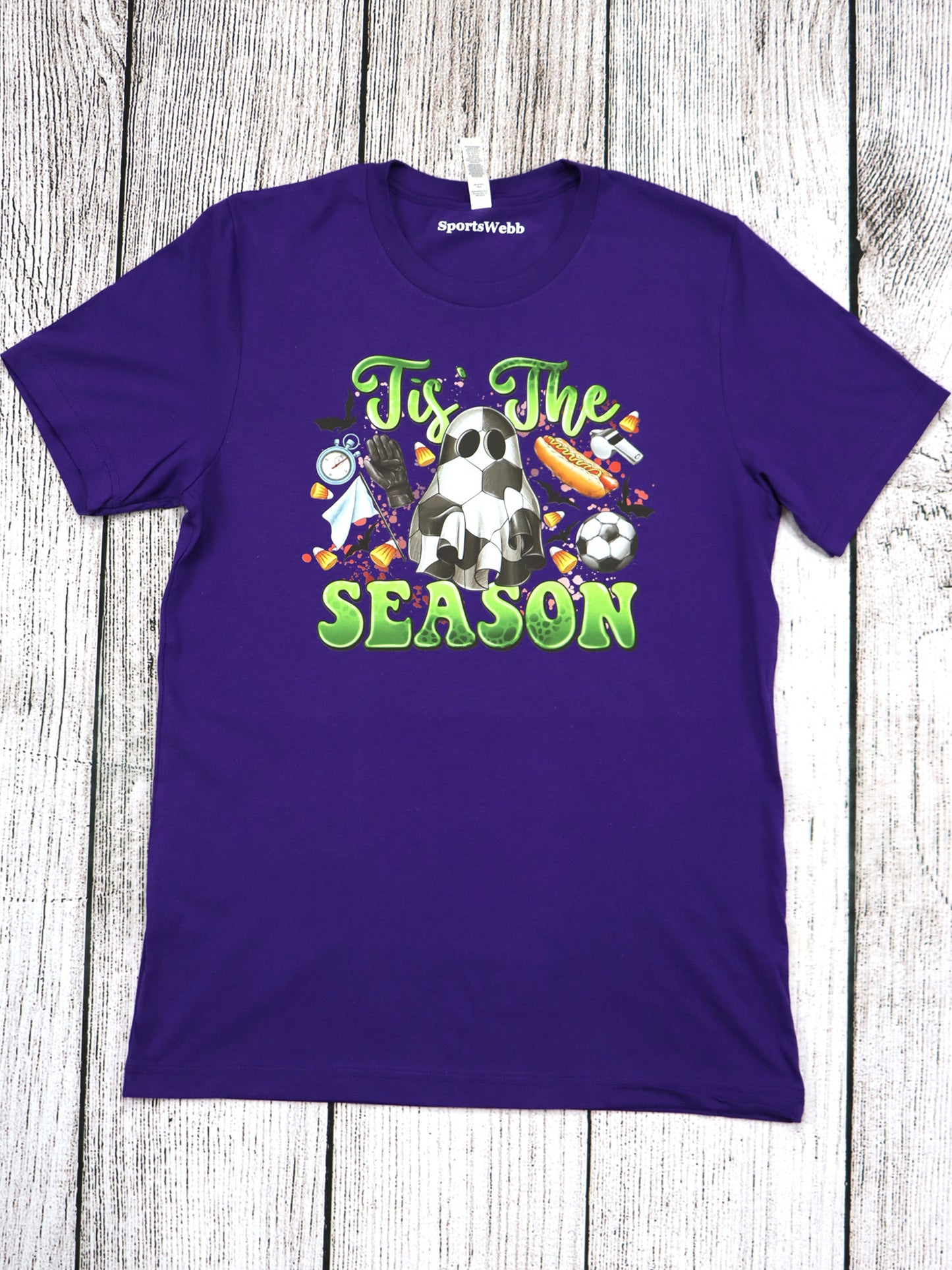 Tis the Season Soccer Ghost- Purple Tee