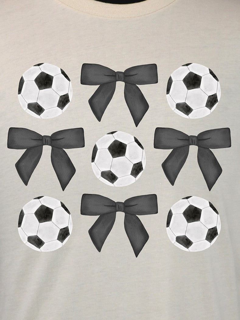 Soccer Coquette Black Bows TEE- Multiple Colors