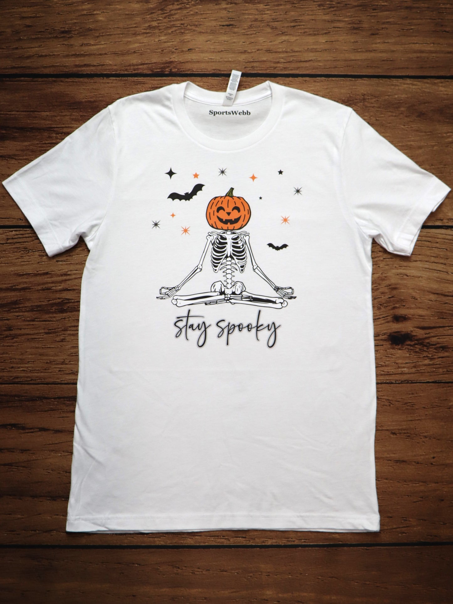 Stay Spooky Meditation Skeleton- White Tee