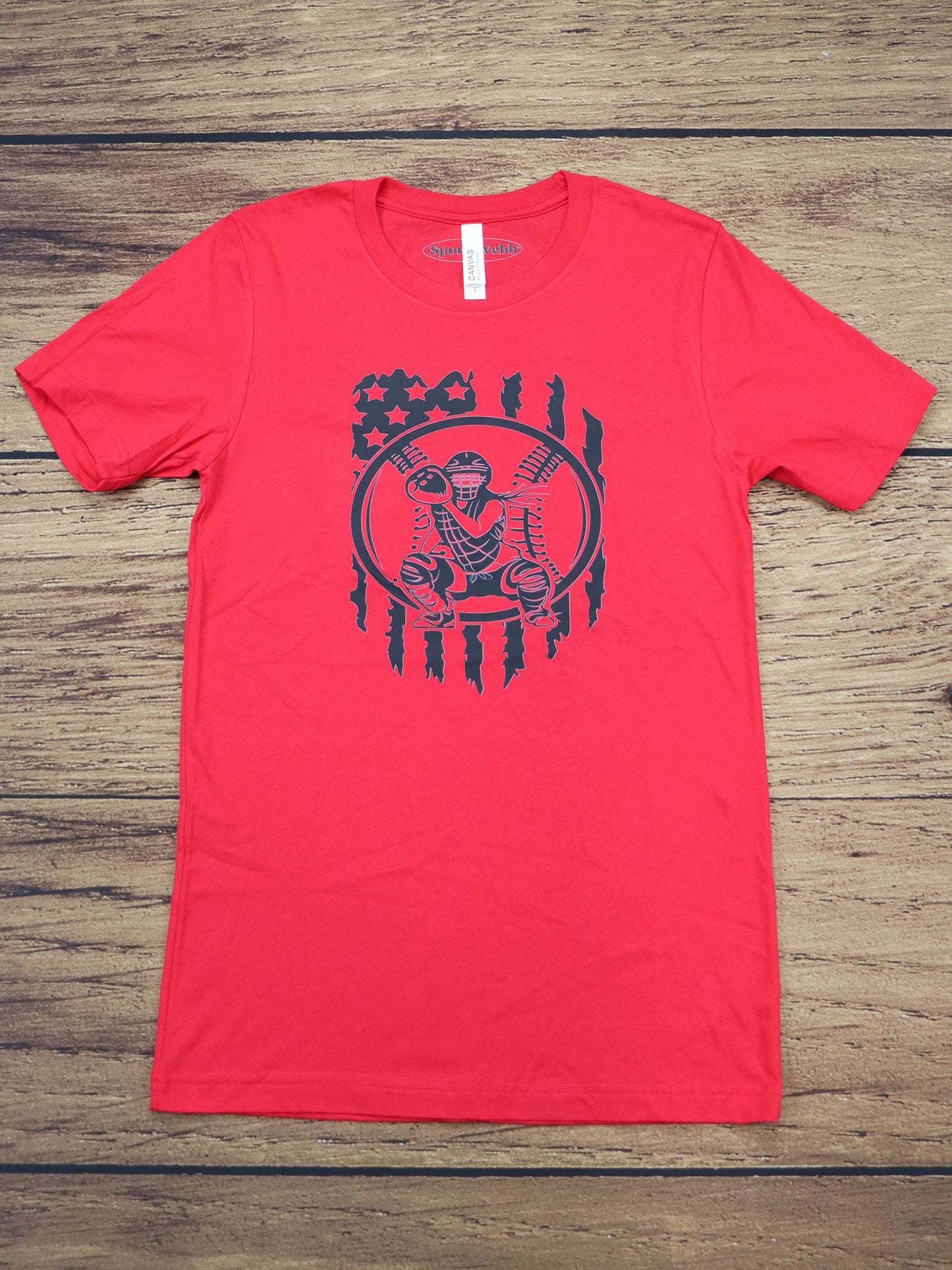 USA Flag Softball Tee- Red