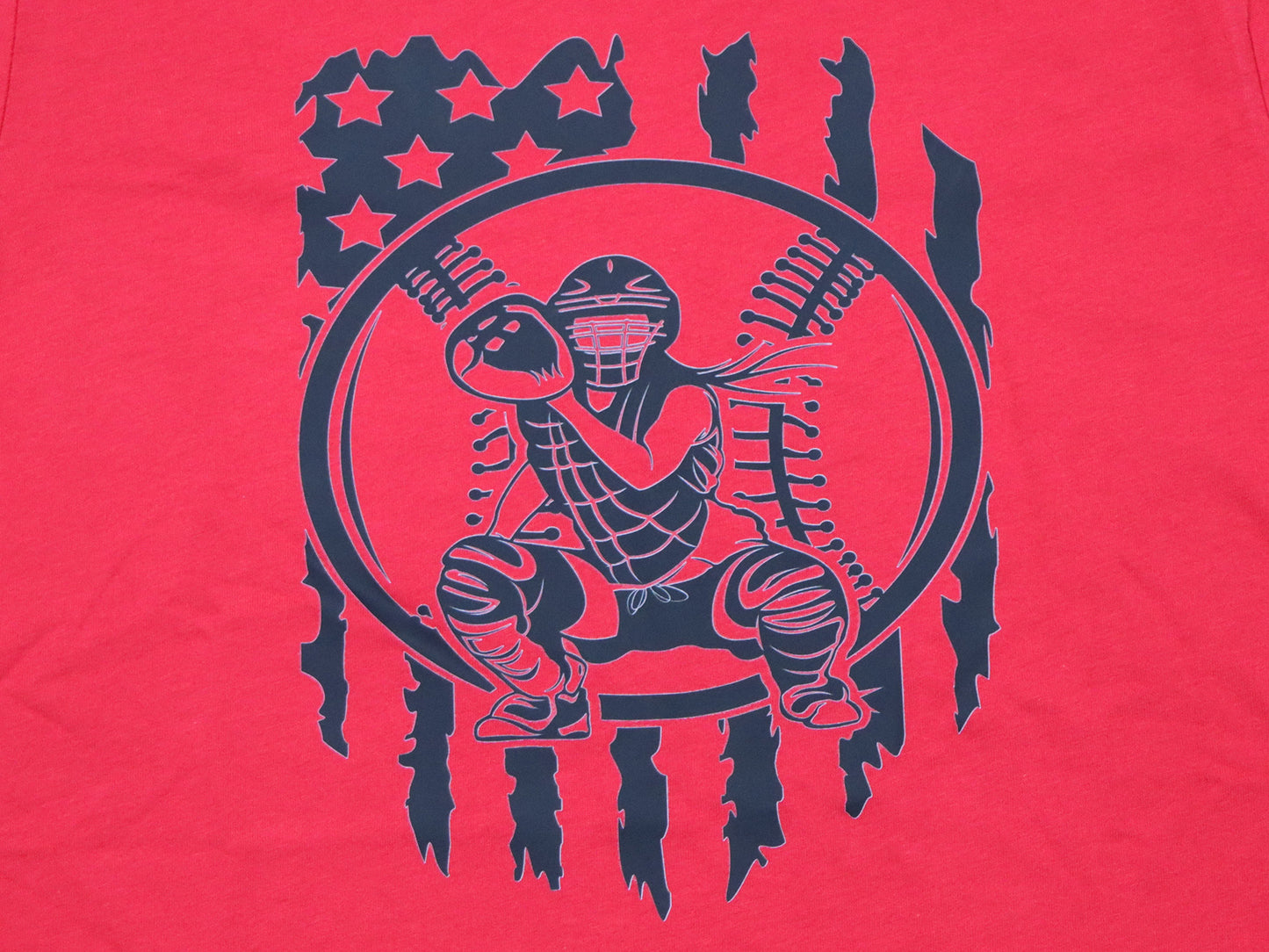 USA Flag Softball Tee- Red