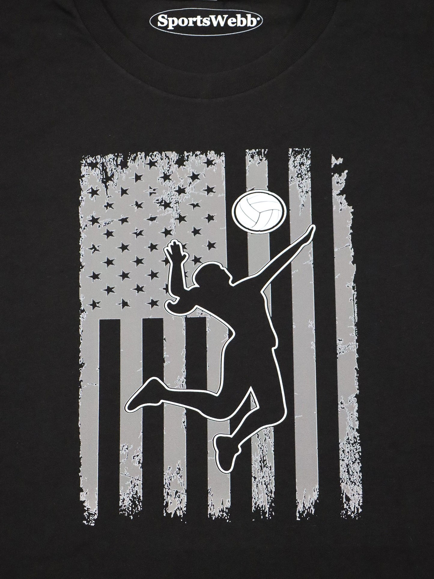 USA Flag Volleyball Tee- Black