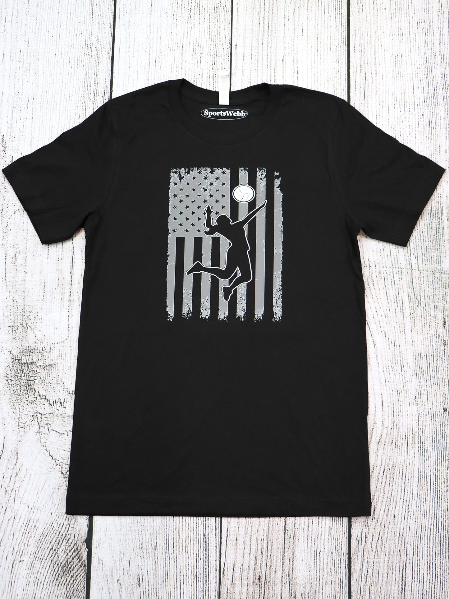 USA Flag Volleyball Tee- Black