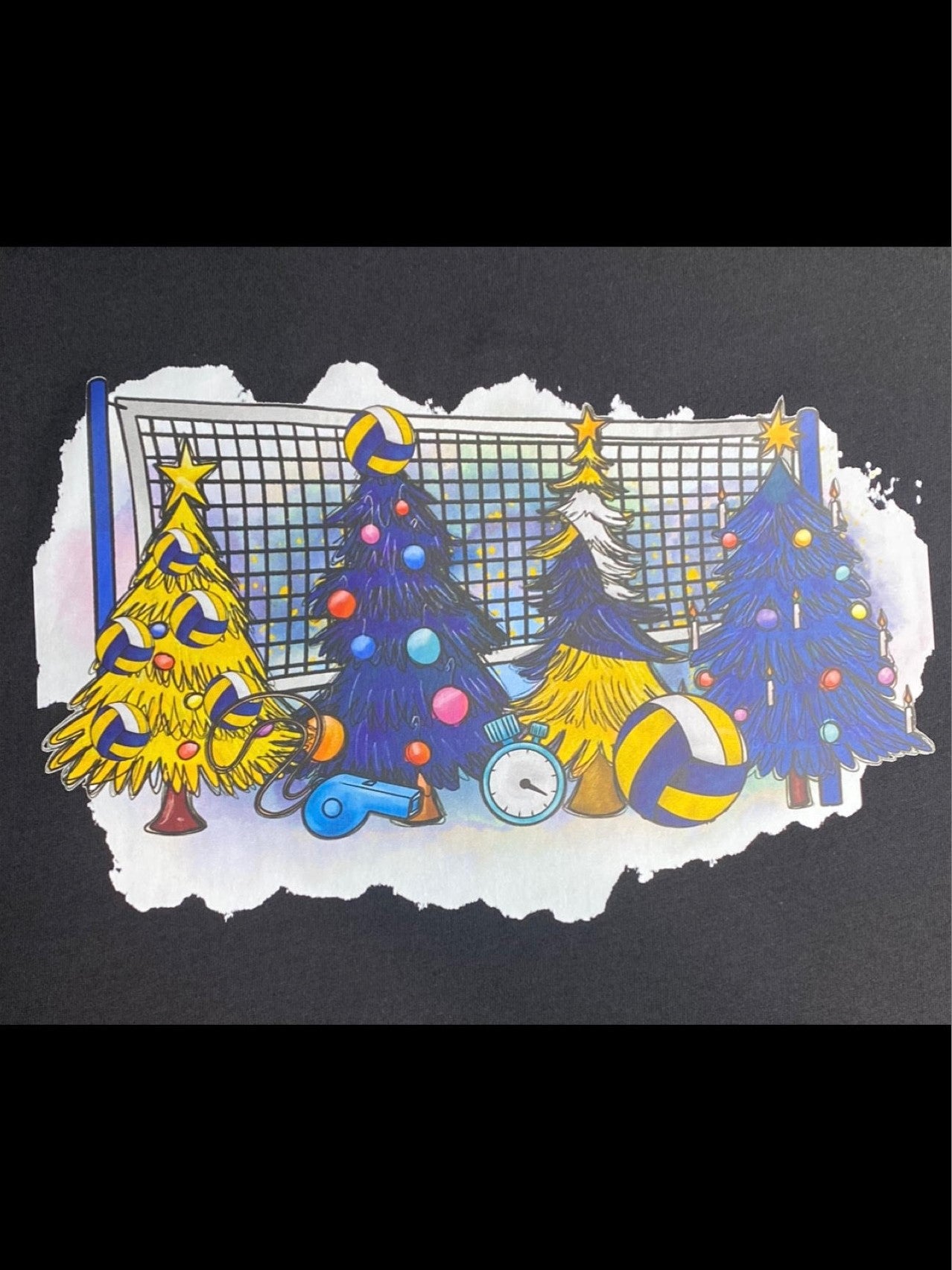 Volleyball Christmas Trees- Black Tee